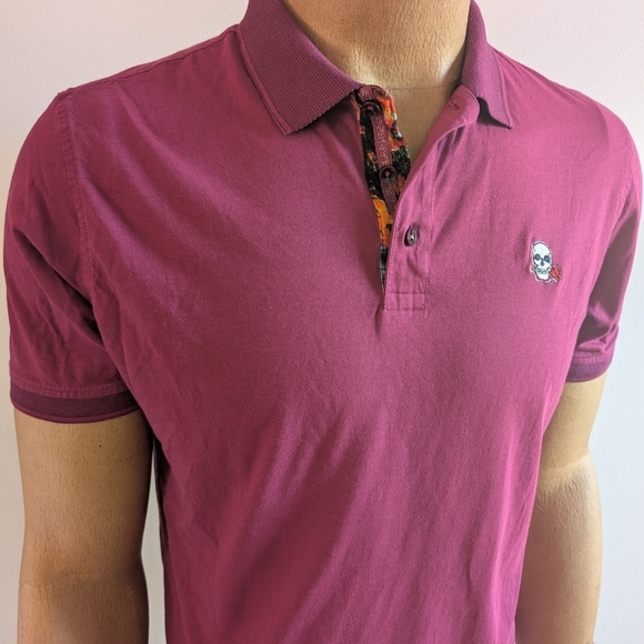 Robert Graham Magenta Polo with Skull Detail - Picture 3 of 11